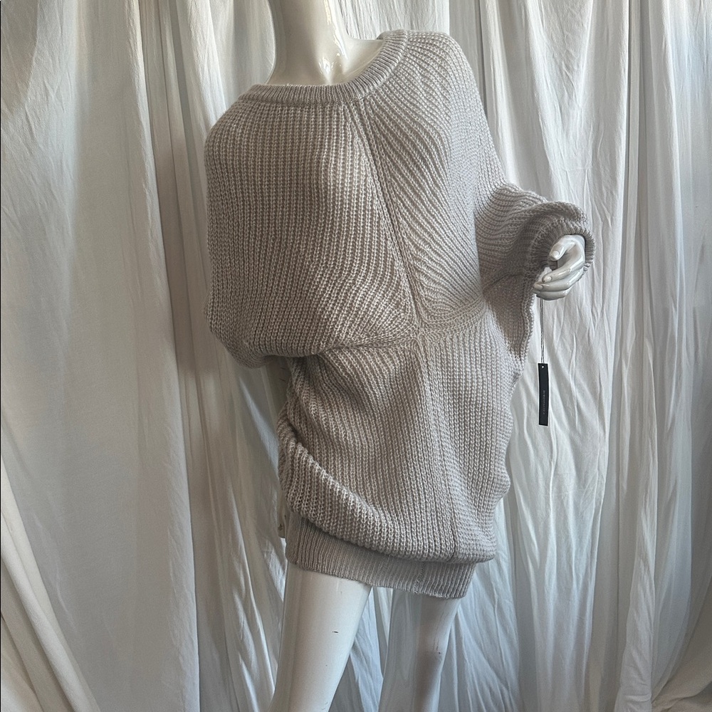 Knit Sweater Dress Mini Top Tunic Oversized Baggy Soft NEW oatmeal Dolman sleeve